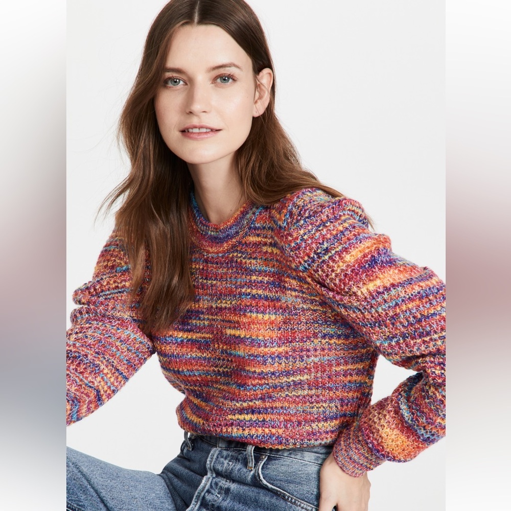 En Saison multi space dye puff sleeve crew neck sweater